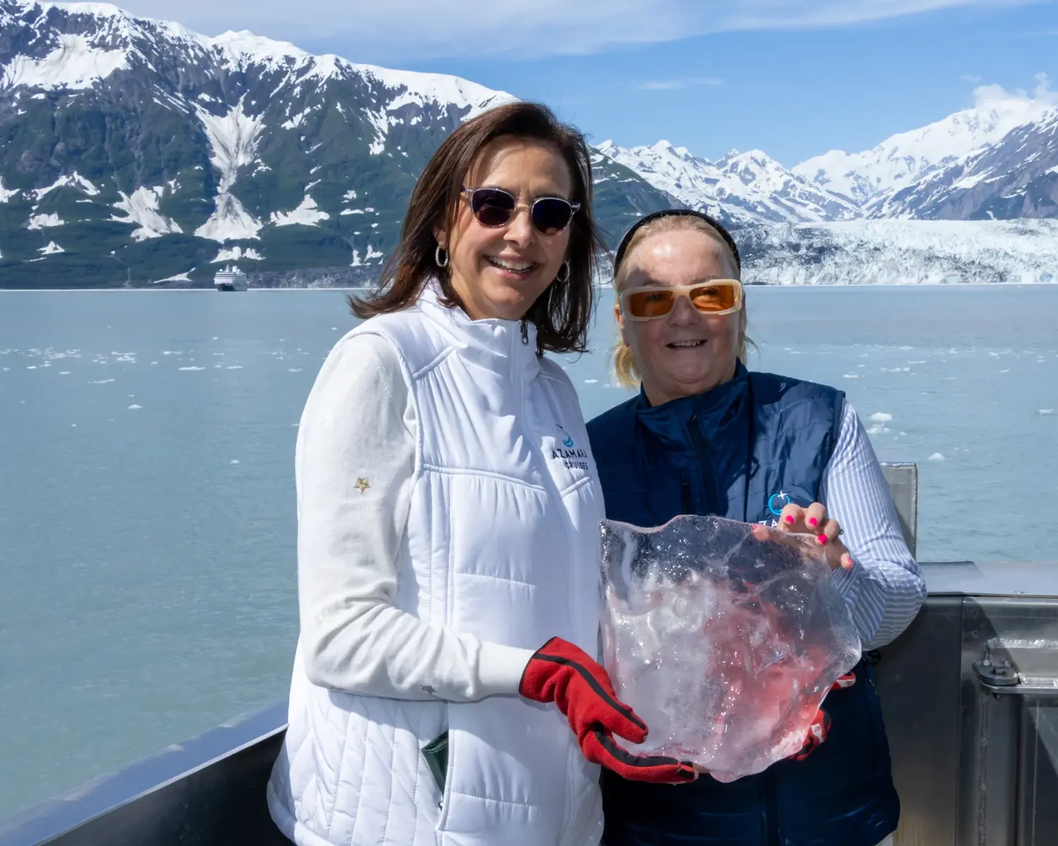 Azamara guests on an excursion in front of Hubbard Glacier in Alaska