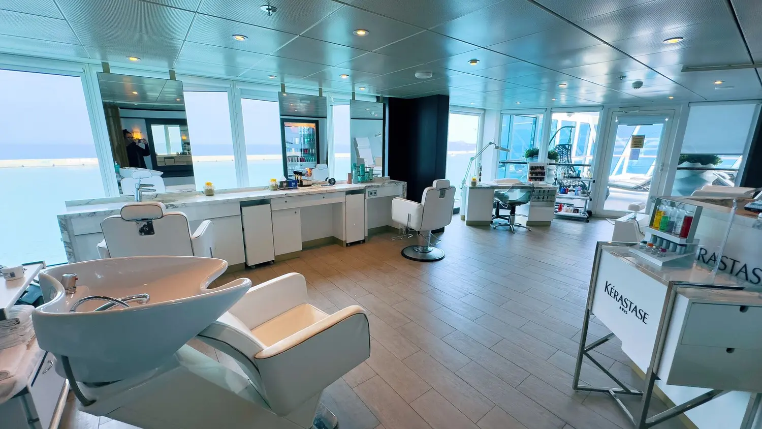 Bright salon and treatment area aboard an Azamara cruise ship