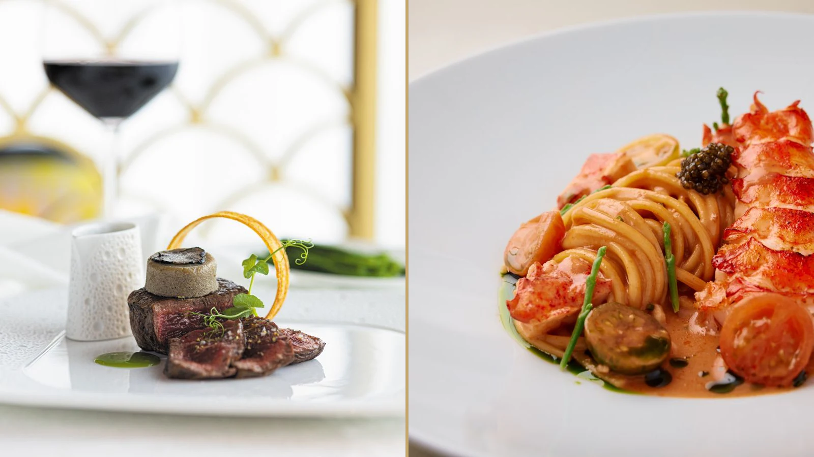 Fine-dining dishes from Regent and The Ritz-Carlton Yacht Collection