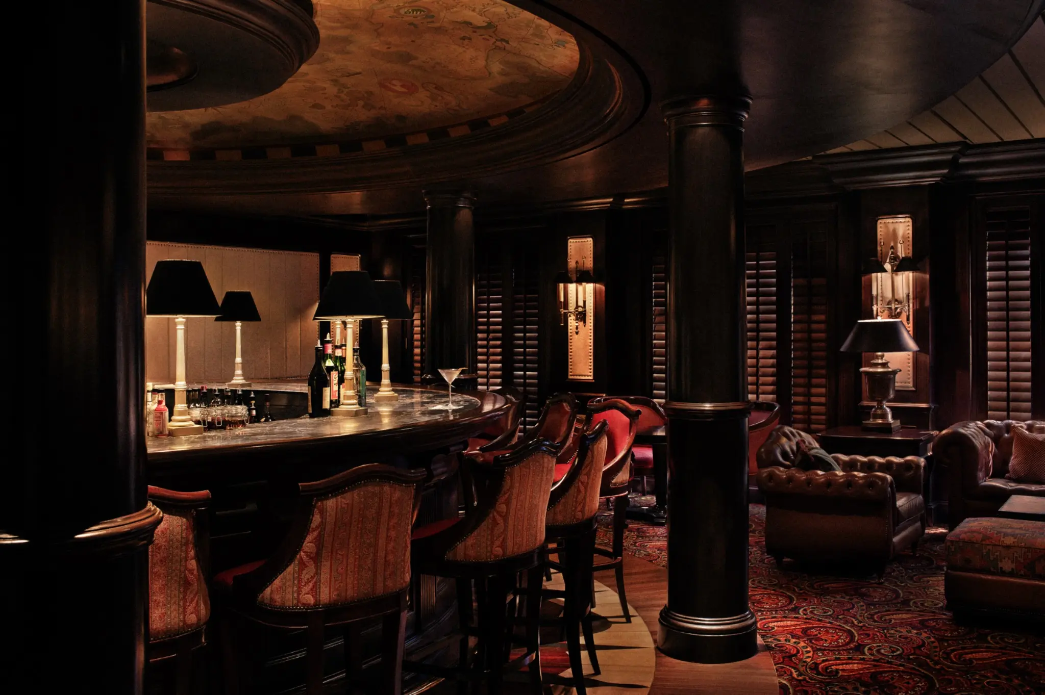 Avenue Saloon aboard Crystal Symphony, an elegant social space for solo cruise travelers