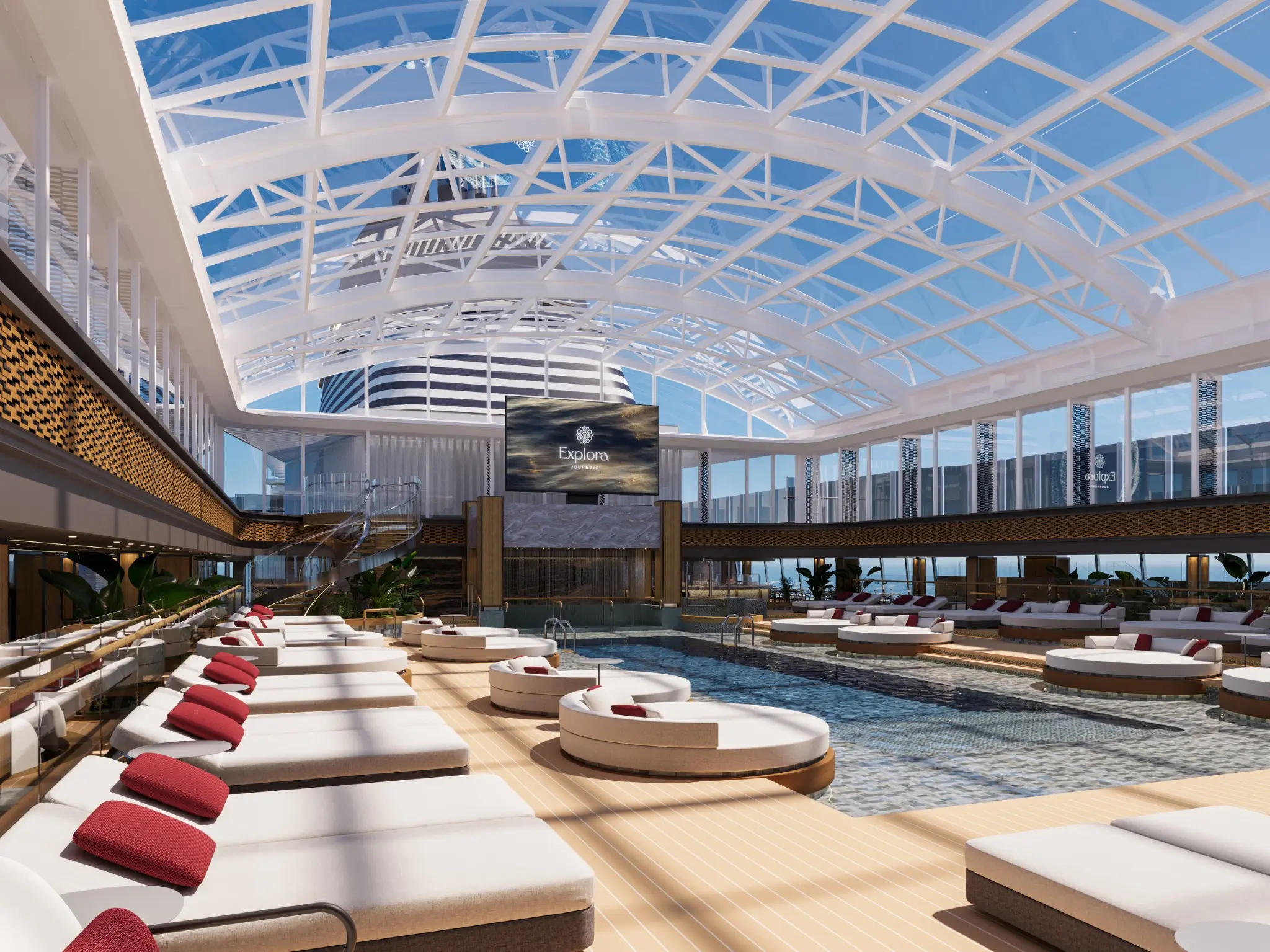 Artist rendering of the all-weather Conservatory Pool aboard EXPLORA III