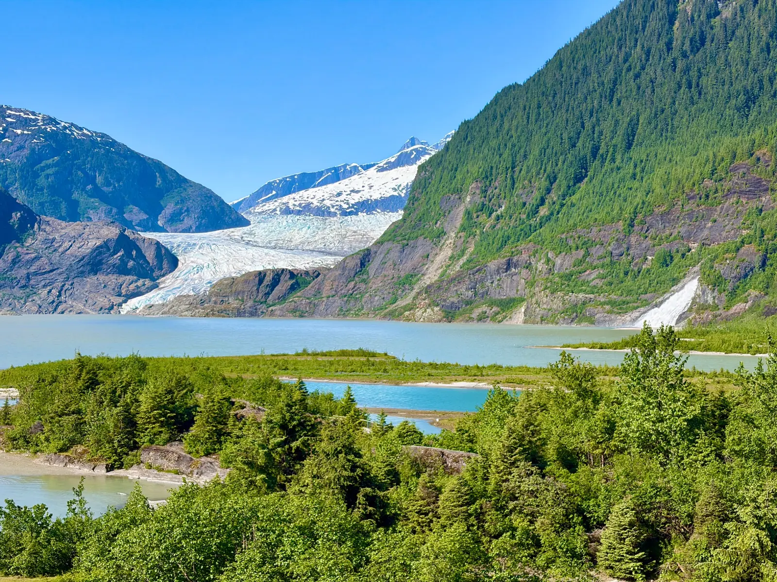 Mendenhall Glacier and Nugget Falls in Alaska