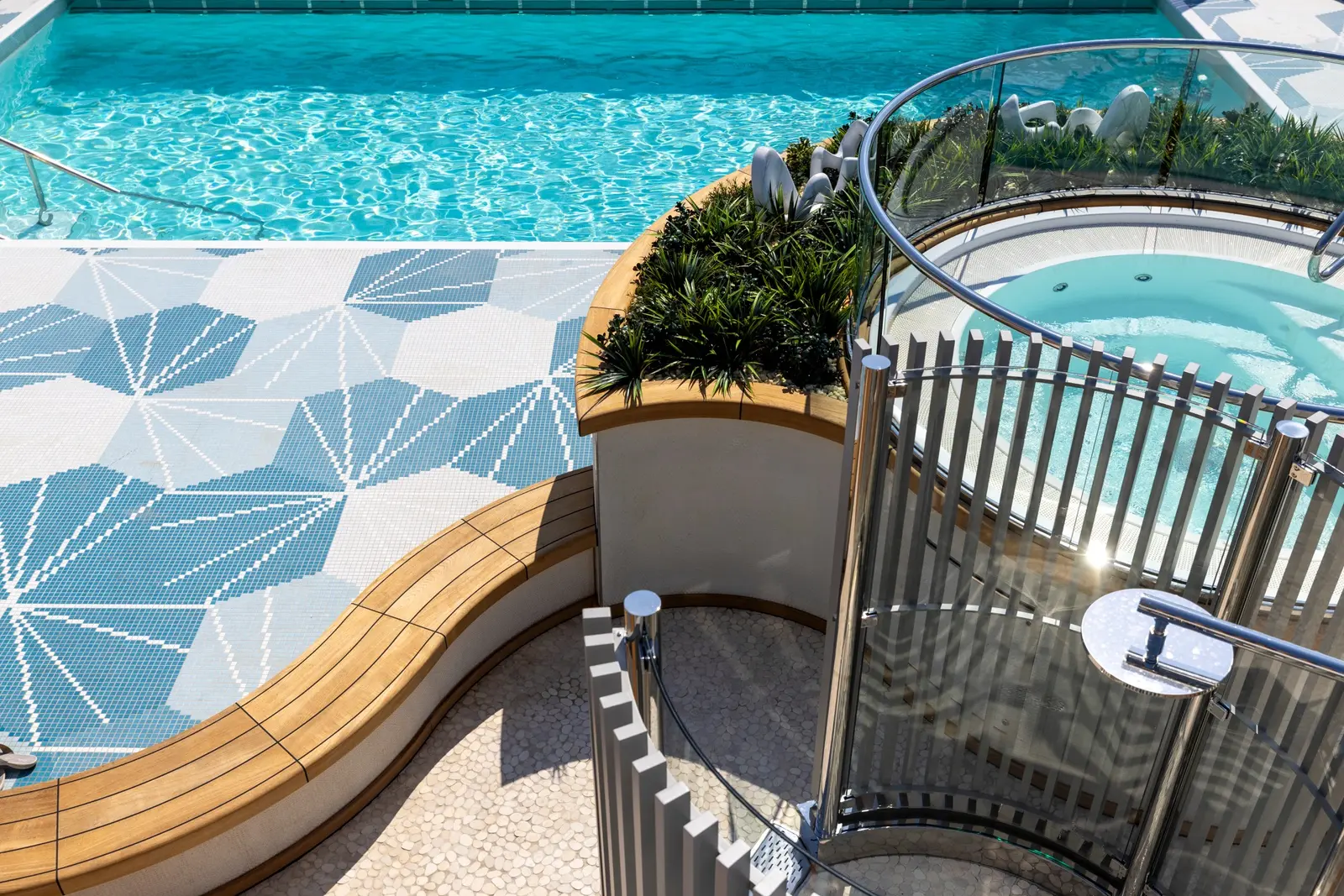 Pool deck detail aboard Oceania Allura