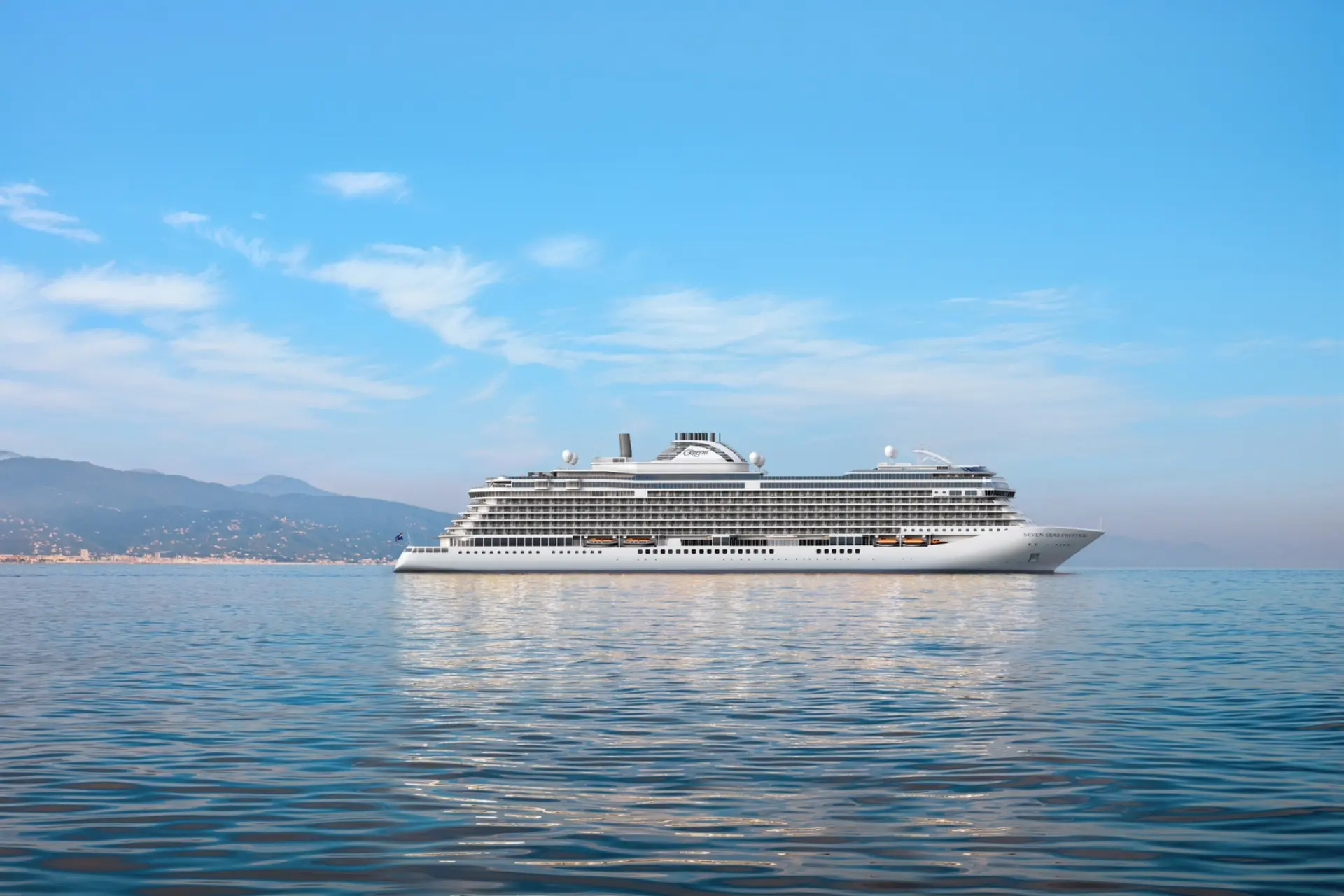 Artist rendering of Seven Seas Prestige sailing during its inaugural season