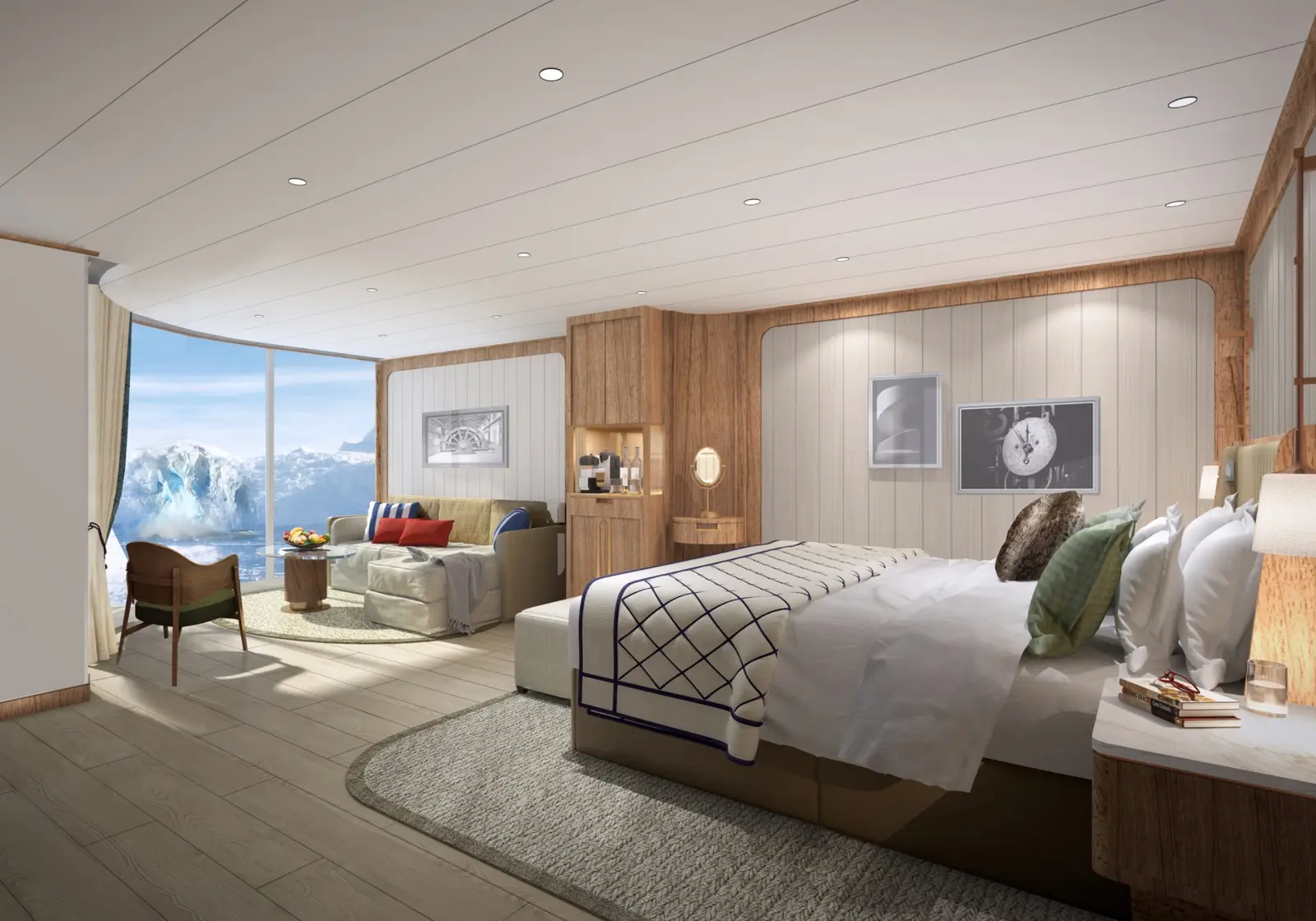Panorama Suite rendering aboard Seabourn Venture