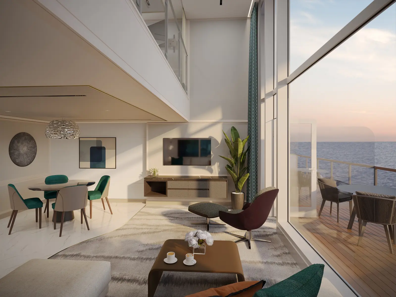 Artist rendering of the two-story Grand Loft Suite aboard Seven Seas Prestige