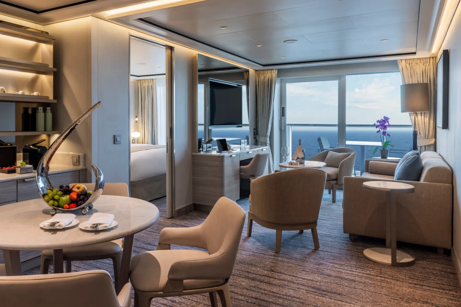 Silversea Silver Suite with a separate living room