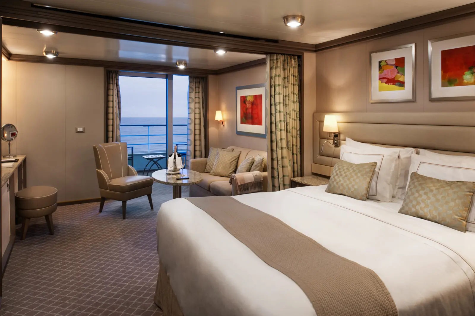 Silversea Veranda Suite with sitting area and private balcony