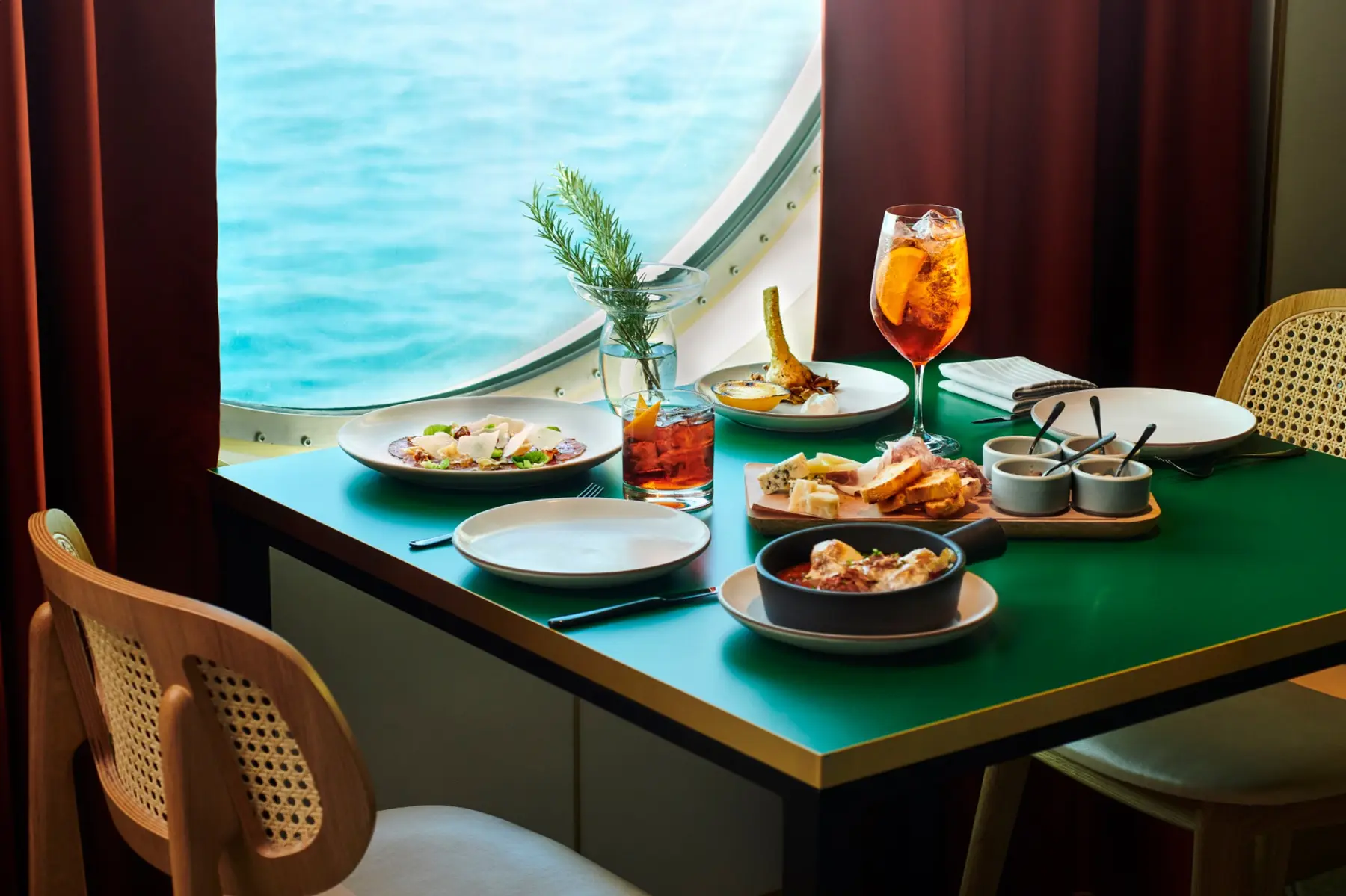 Included dining and drinks at Extra Virgin on Virgin Voyages