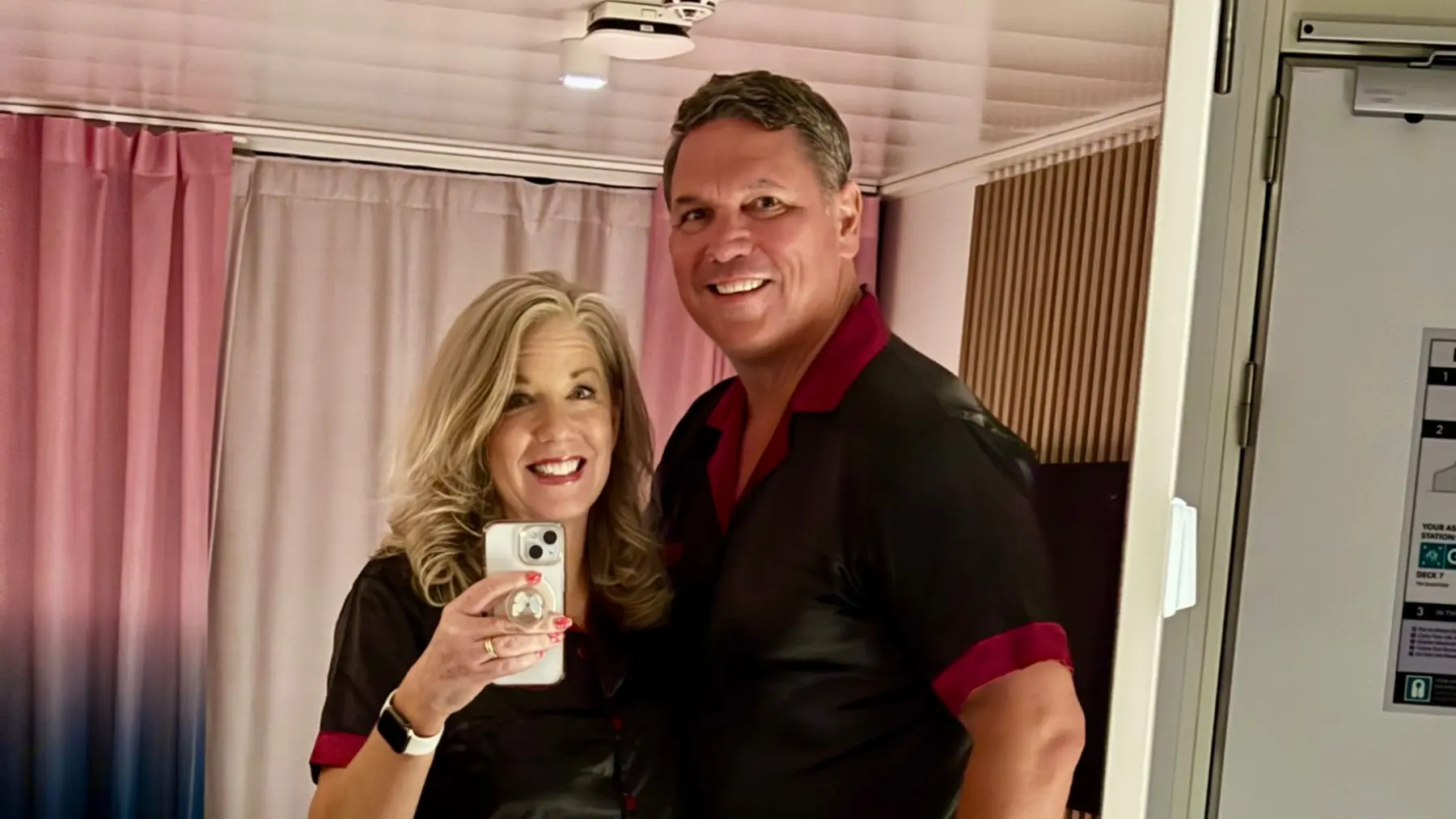 Couple over 50 enjoying a Virgin Voyages cabin