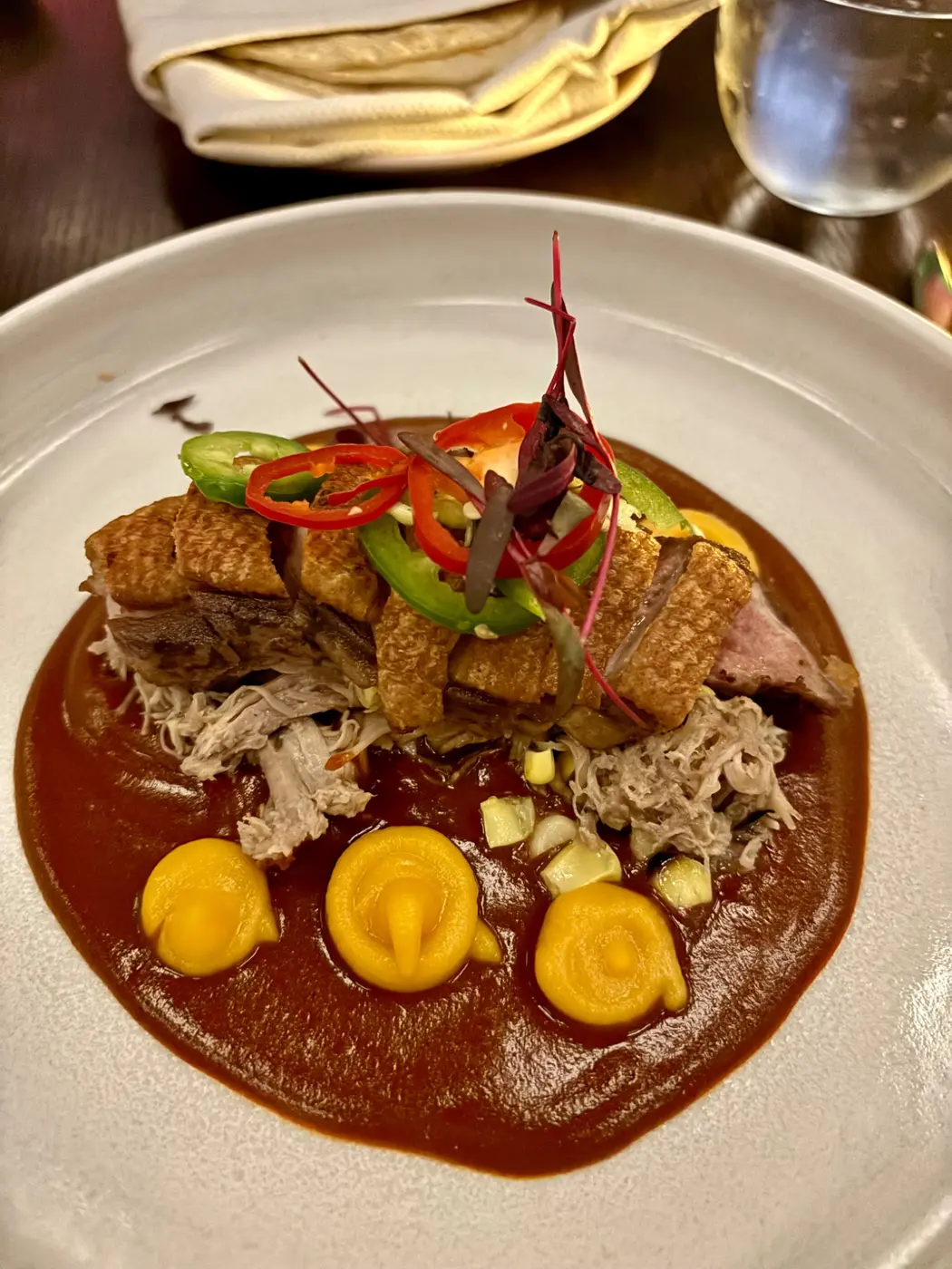 Plated dinner entrée aboard Virgin Voyages