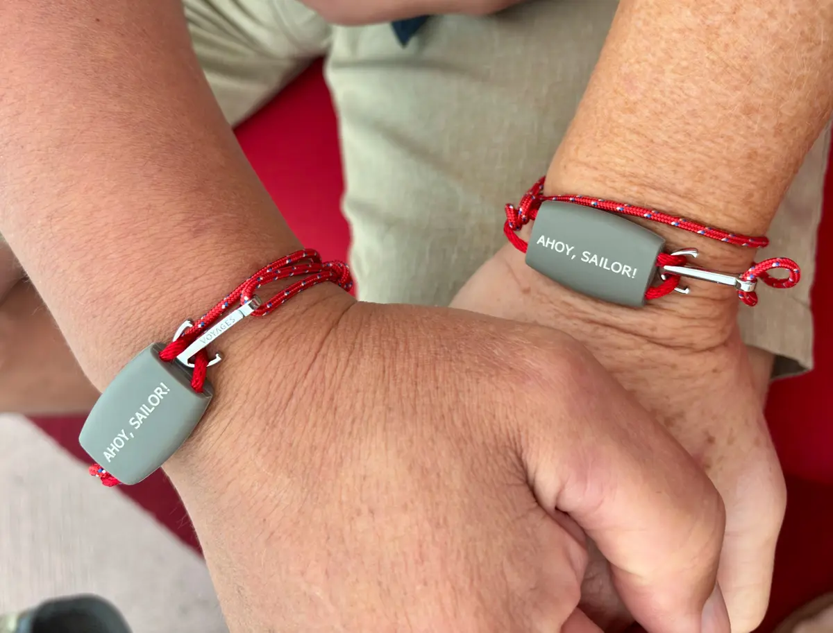 Virgin Voyages wearable bands for two sailors